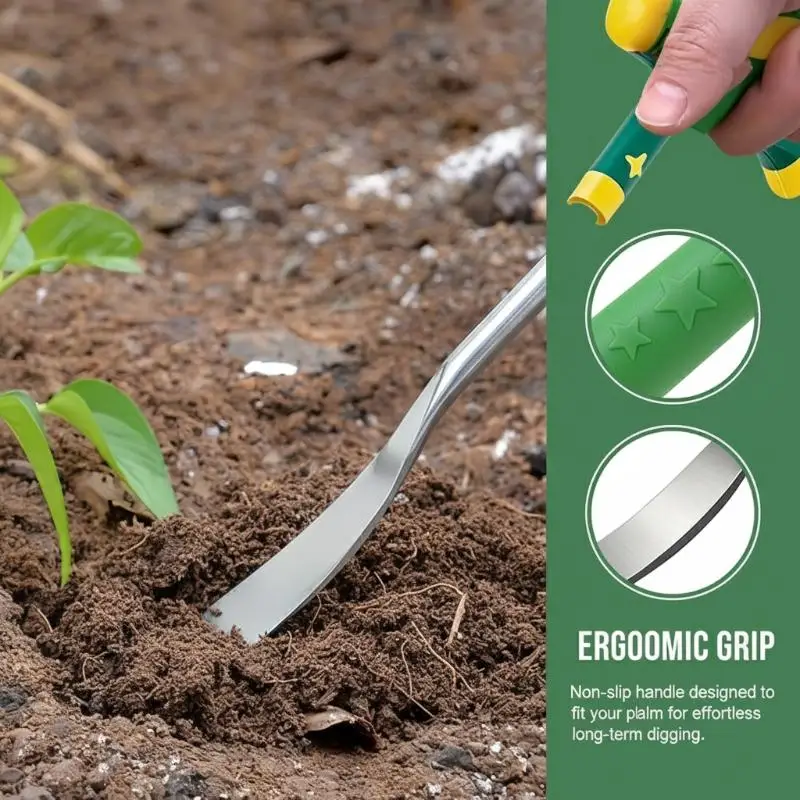 Stainless Steel Garlic and Weeding Tool, Portable Flower Trowel for Balcony Planting and Outdoor Foraging ﻿