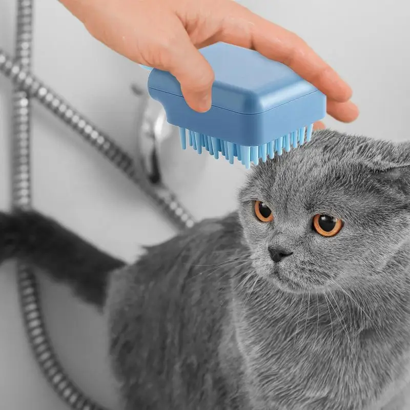 Spazzola da bagno per cani e gatti spazzola per capelli portatile in Silicone massaggio lenitivo pettine in gomma spazzola per lavare i capelli per capelli corti e medi