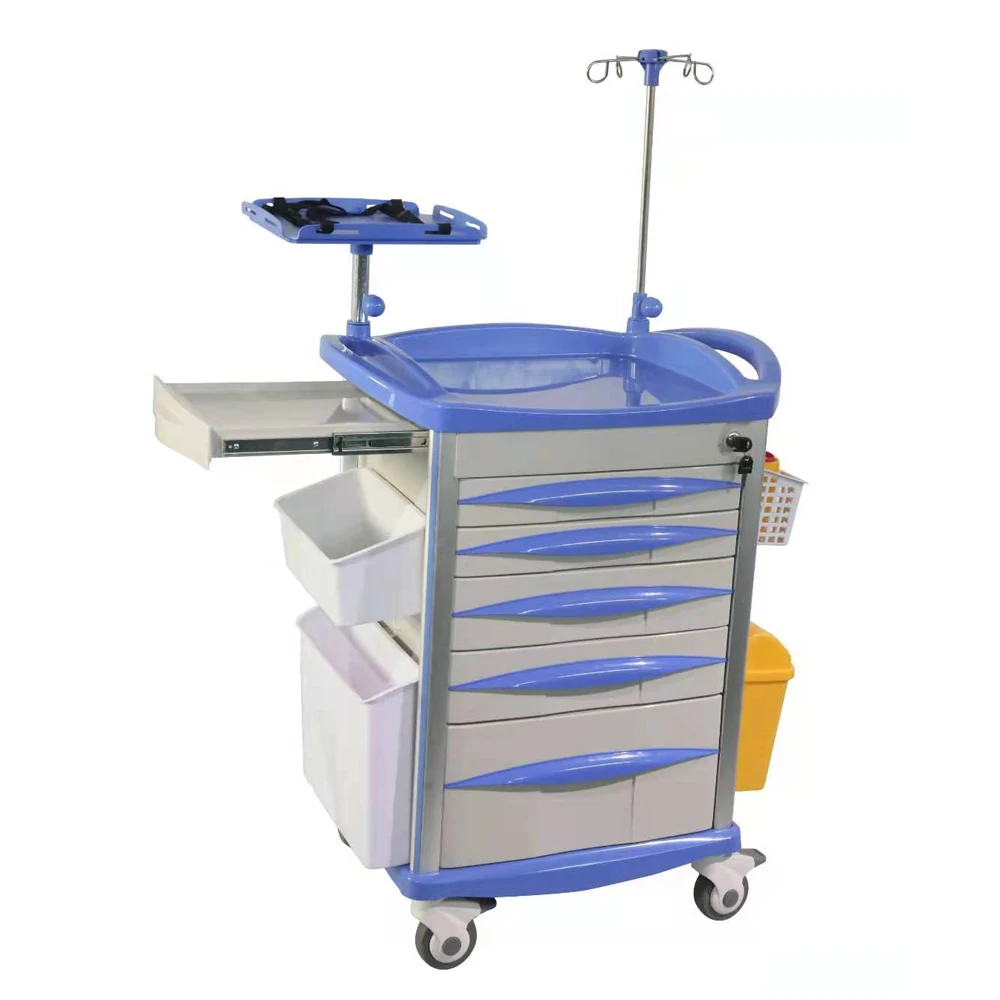 Emergency Trolley Hospital ABS Emergency Crash Cart with Drawers Medical Cart Supplies Tool Case