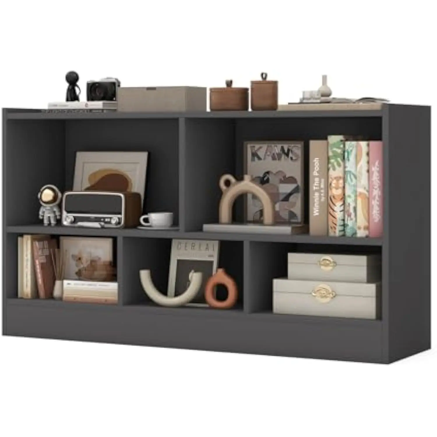 

5-Cube Bookcase, Freestanding 3-Tier Bookshelf with Spacious Top & Raised Base, Modern Display Storage Organizer, Multipurpose