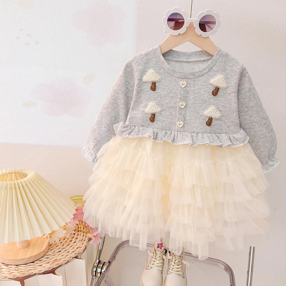 Children's Autumn Clothing Foreign Princess Cake Dress Girls Baby Fashion Long Sleeve Skirt Spring New