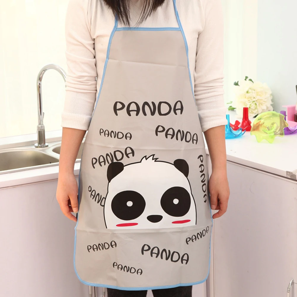 

Oil-proof Apron Women Kitchen Cooking Bib Cartoon Pattern Material Machine Washable Anti-oil Stain Loose Style