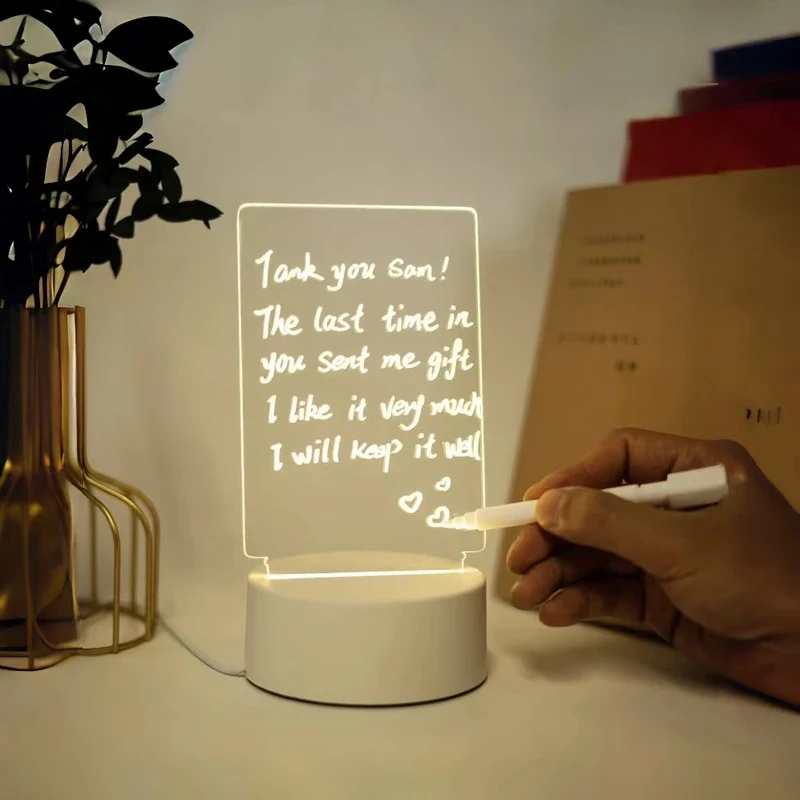 Re-writable Acrylic Message Board | Creative Calendar Memo Desk Lamp | Desktop Mood Light Gift