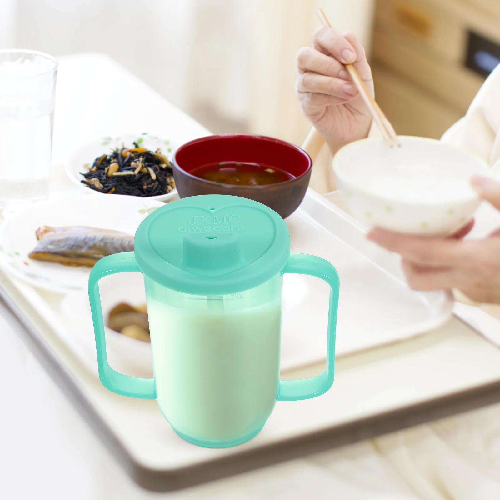 Adult Sippy Cup 2 Handles Plastic Mug Drinking Cup Disabled Elderly Spill Proof Dysphagia Cup Parkinsons Aids Living