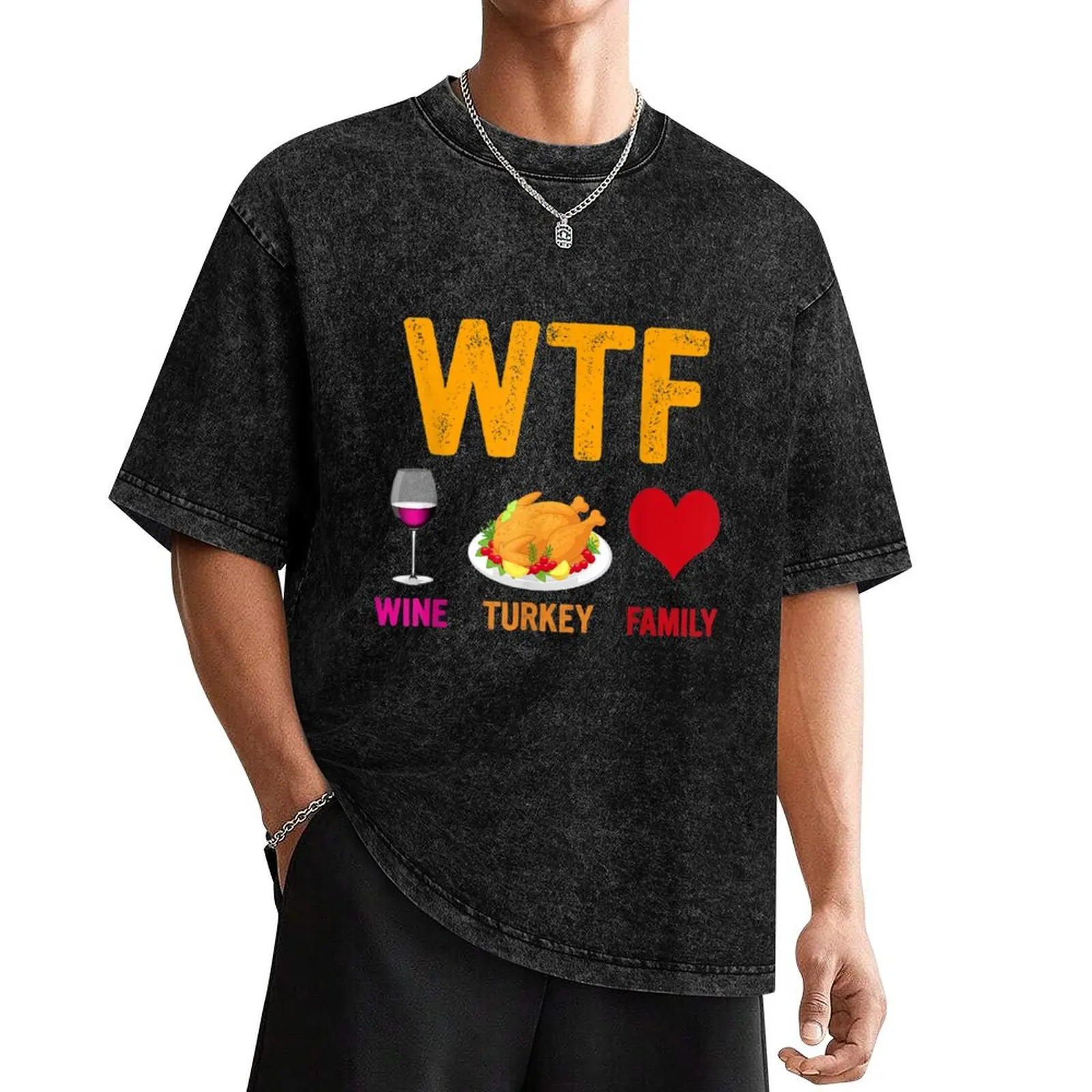 

WTF Wine Turkey Family Shirt Funny Thanksgiving Day T-Shirt plain vintage t shirts rapper graphic tees mens clothes