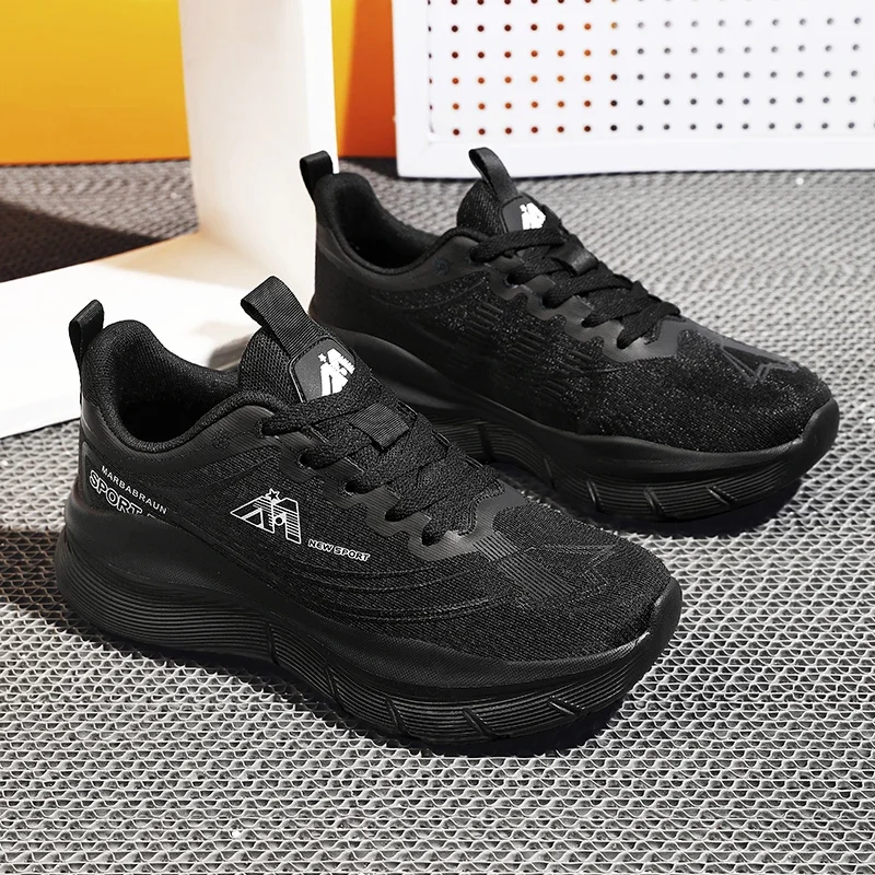 

Unisex Sports Shoes for Men Women Breathable Mesh Lace Up Anti Slip Wear-Resistant Thick Soled Outdoor Mesh Running Shoes