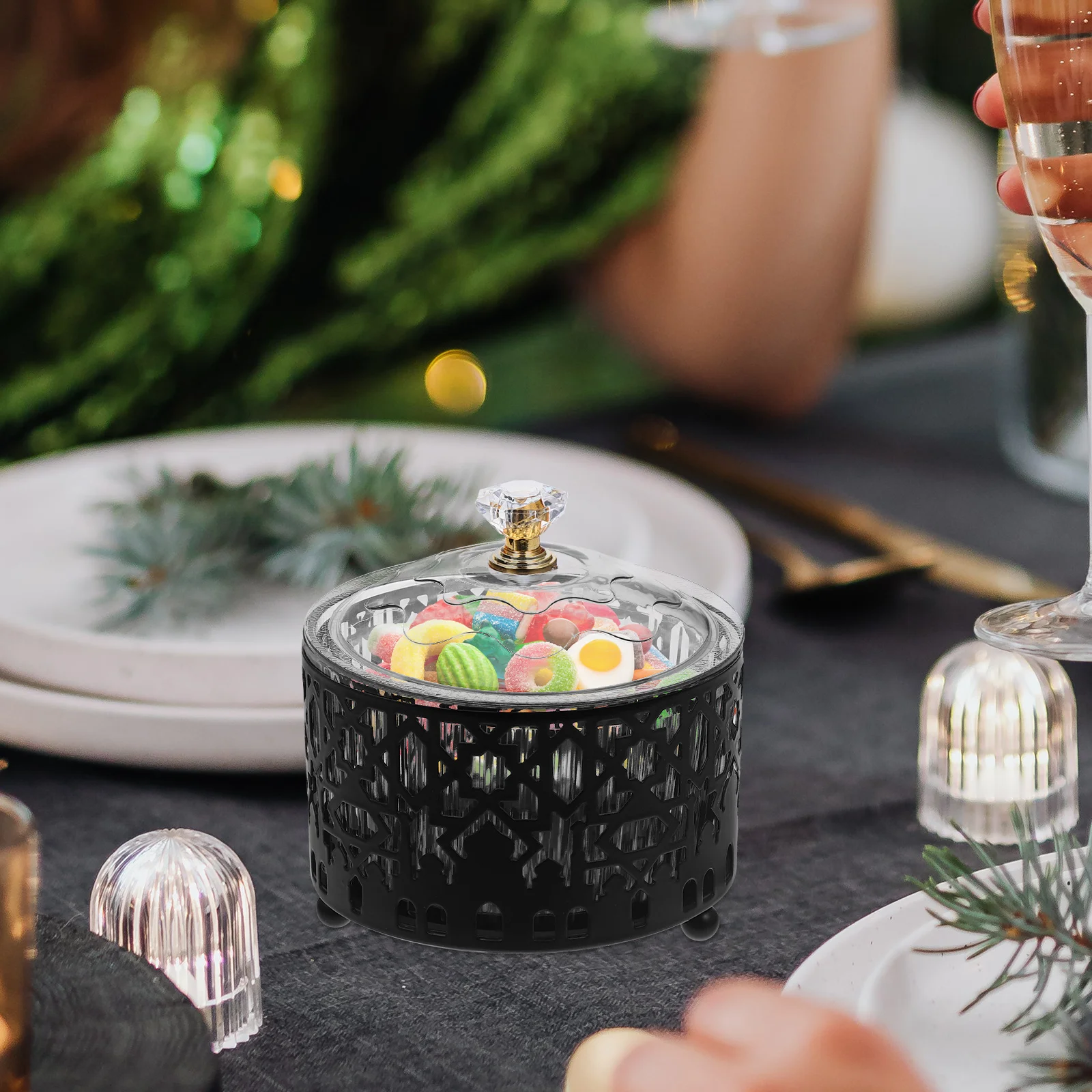 

Black Snack Tray Candy Dish Gift Boxes Dried Fruit Container Party Ornament Metal Id -Adjha Dessert Box Serving Kitchen Bar