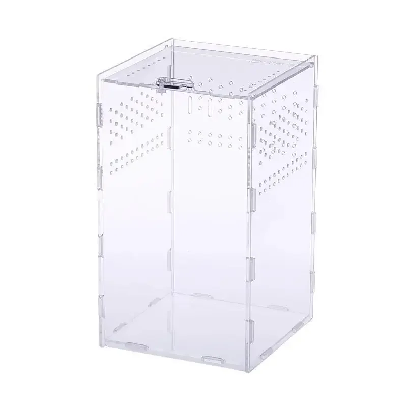 Transparent Acrylic Reptile Terrarium Habitat Breeding Box Reptiles Cage Nano Arboreal Tarantula Enclosure for Spider Scorpion