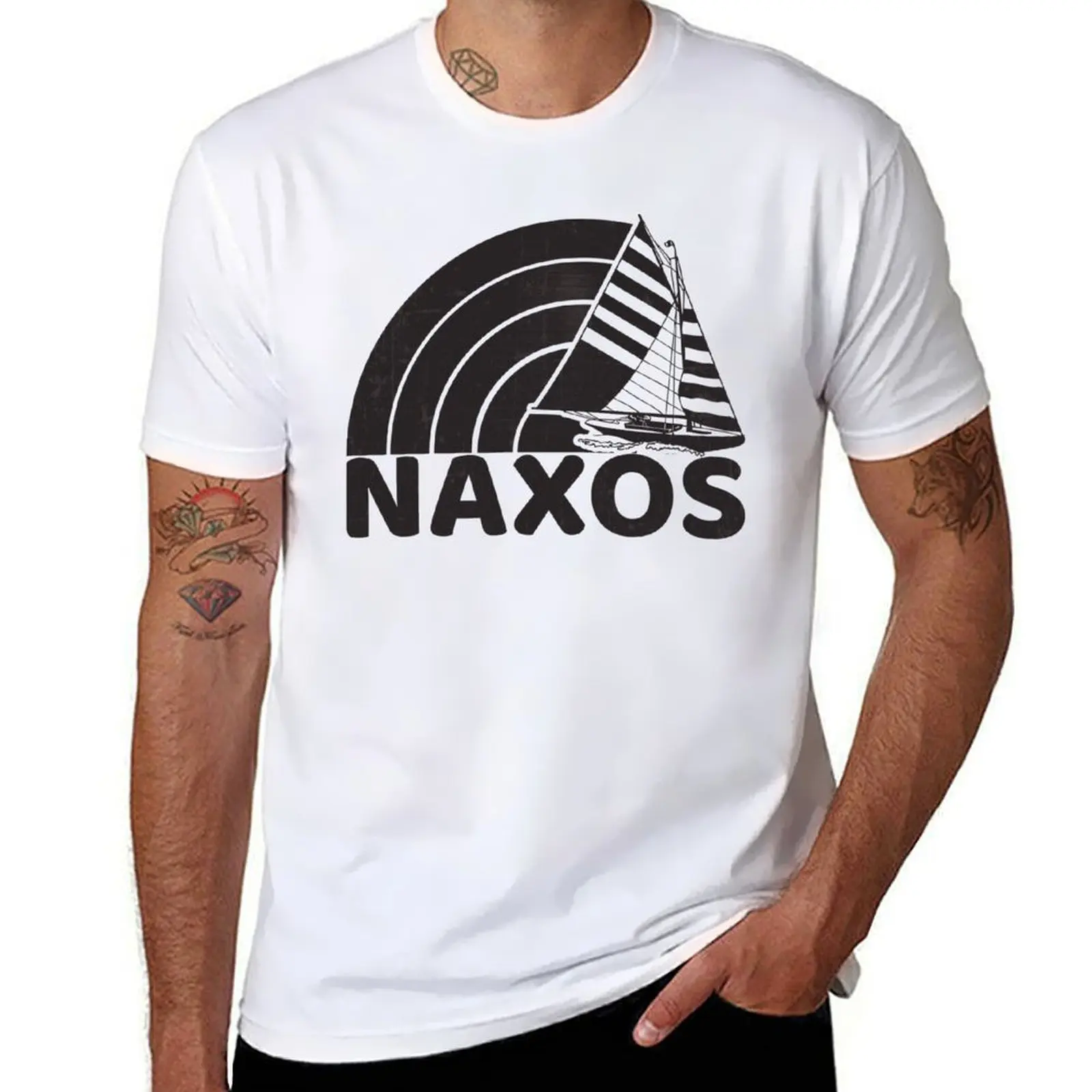 

Naxos T-Shirt Sailing Design cotton man Black Vacation for t shirts tshirt soft man Retro