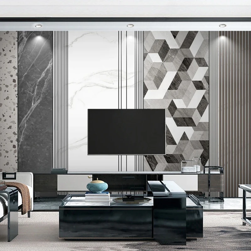 Modern Style Abstract Geometric Marble Pattern 3D Stereoscopic Wall Mural Custom Photo Wallpaper Living Room Bedroom Background