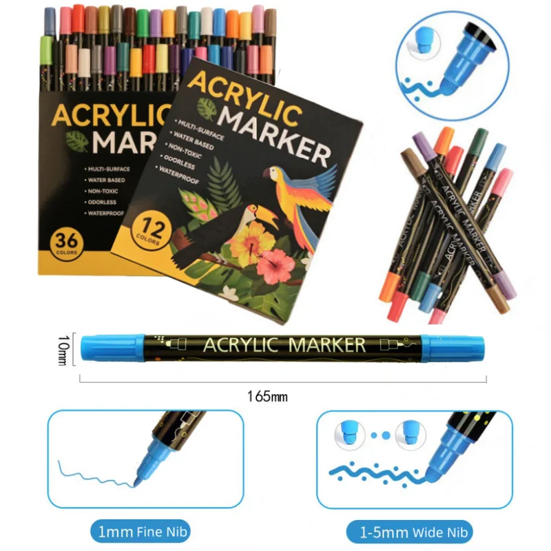 

12/18/24/36 цветов, набор двуглавых акриловых маркеров, студенческий художник, художественная живопись, каракули, раскраски, маркер, художественные канцелярские принадлежности