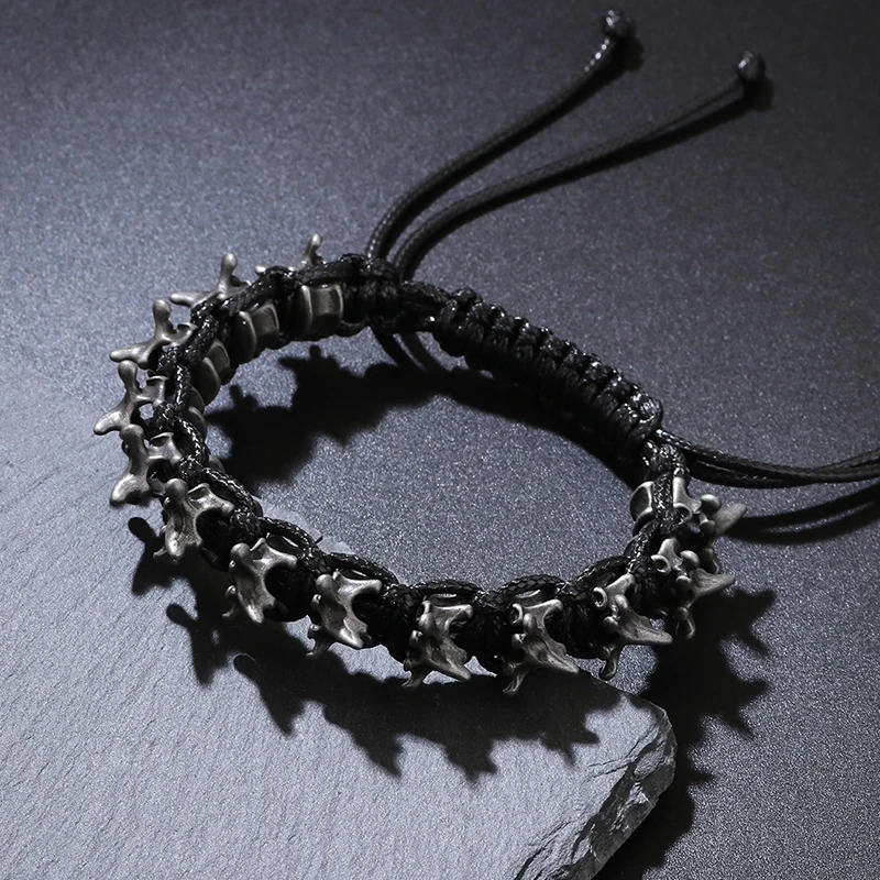 جميلة الرجال سوار 1 قطعة الرجال موضة الهيب هوب الظلام التنين العمود الفقري سبيكة جلدية الرجال سوار هدية تذكارية #4