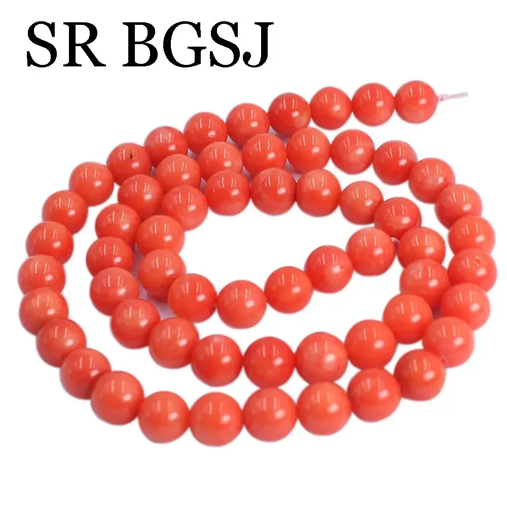 Natural 7mm Orange Coral Round Loose Spacer Beads Jewelry Handmade Necklace Bracelets DIY Making 15\