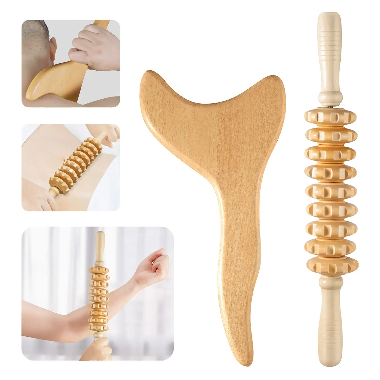 

Wooden massager Body massage tool Lymphatic drainage massage stick Body shaping set