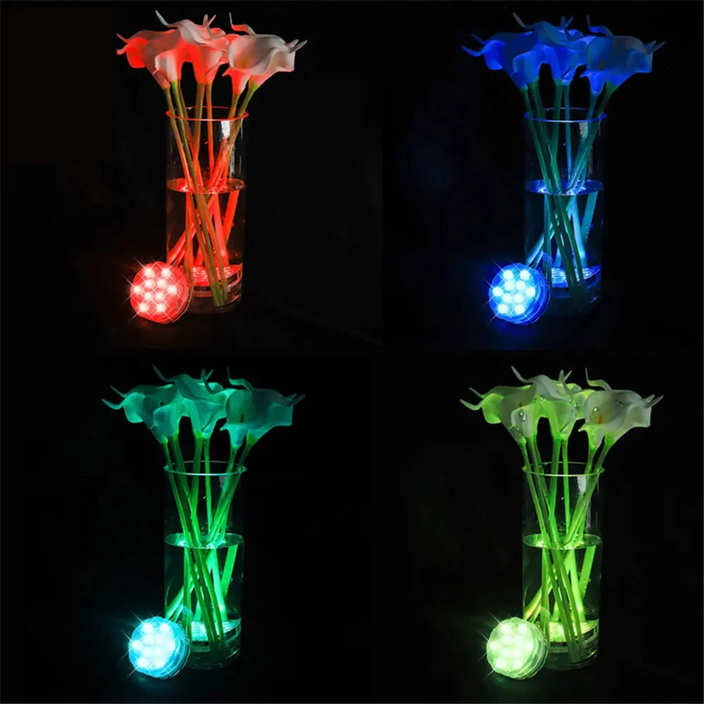 10 المصابيح RGB غاطسة LED أضواء تحت الماء ليلة ضوء في الهواء الطلق حمام سباحة ضوء الشاي ضوء زهرية بركة ديكور حفلات الزواج