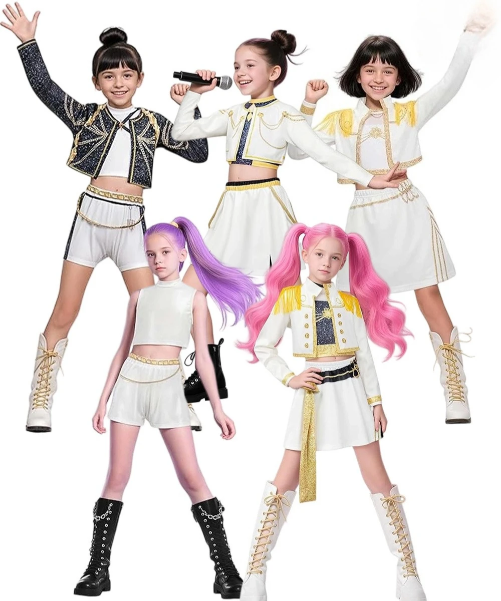 

Kpop Demon Hunter Kids Mira Rumi Zoey Stage Outfits Cosplay Costume Girls Uniform Halloween Carnival Party Role Playing Outfit