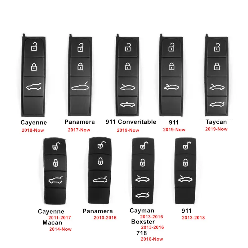 자동차 키 케이스 고무 패드, 포르쉐 카이엔 파나메라 카이맨 마칸 박스터 718 911, 리모컨 키 단추 교체, 1 개