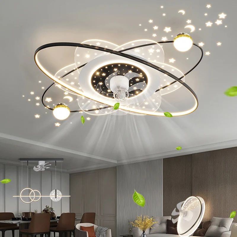 New Nordic living room ceiling fan light modern shaking head fan lamp stars sky bedroom Intelligent Home Ventilateur