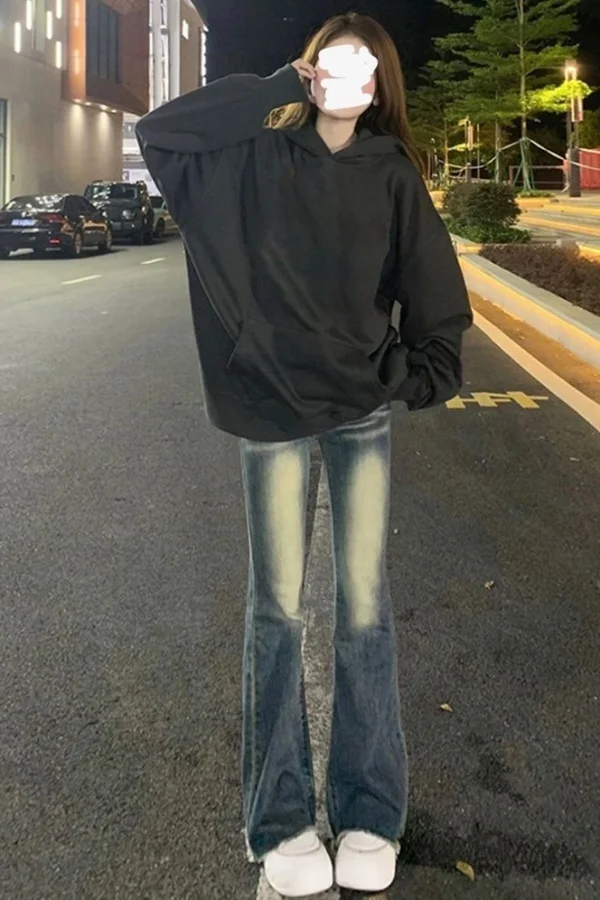 Jeans voor dames Gestapeld Ruche Geplooid Gedrapeerd Split Split Asymmetrisch detail Zijden Denim Damesmode Uniek Stijlvol Modern Chic