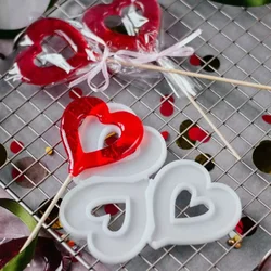 Heart Shape Silicone Lollipop Molds Easter Bunny Rabbit Snowmen Chocolate Candy Cheese Mould Hollow Cake Decorating Tools