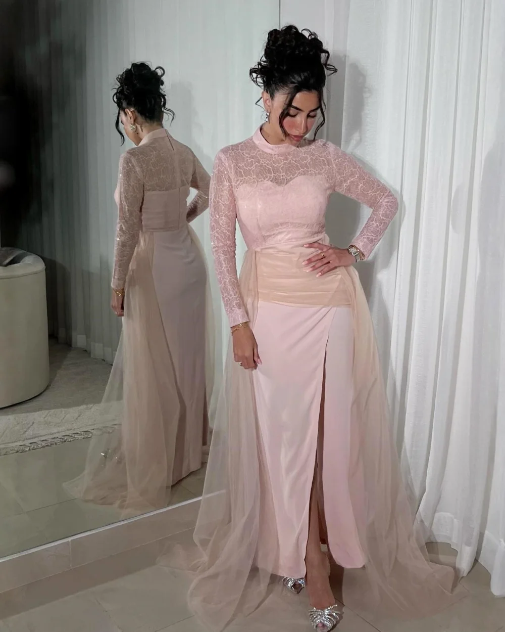 

Customized Classic Jersey Pleat Pattern Straight Scoop Neck Long Dresses Bespoke Occasion Evening Chinese Style