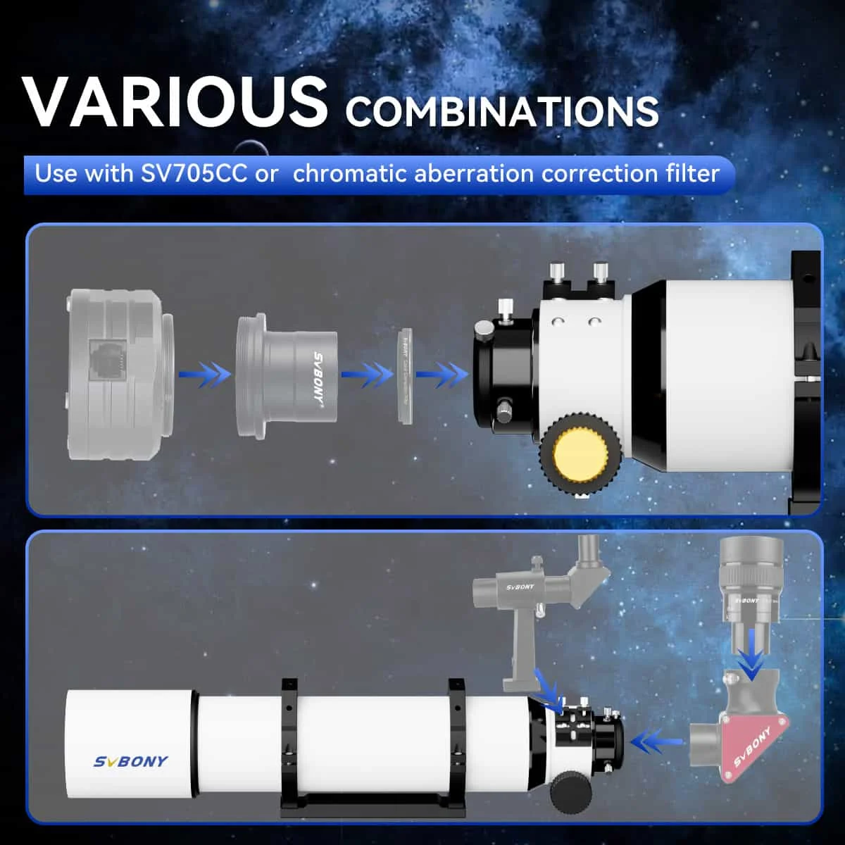 Svbony SV48P 102mm Achromatic Telescope Refractor Astronomical Telescope Set for Deep sky photography Astronomical observation