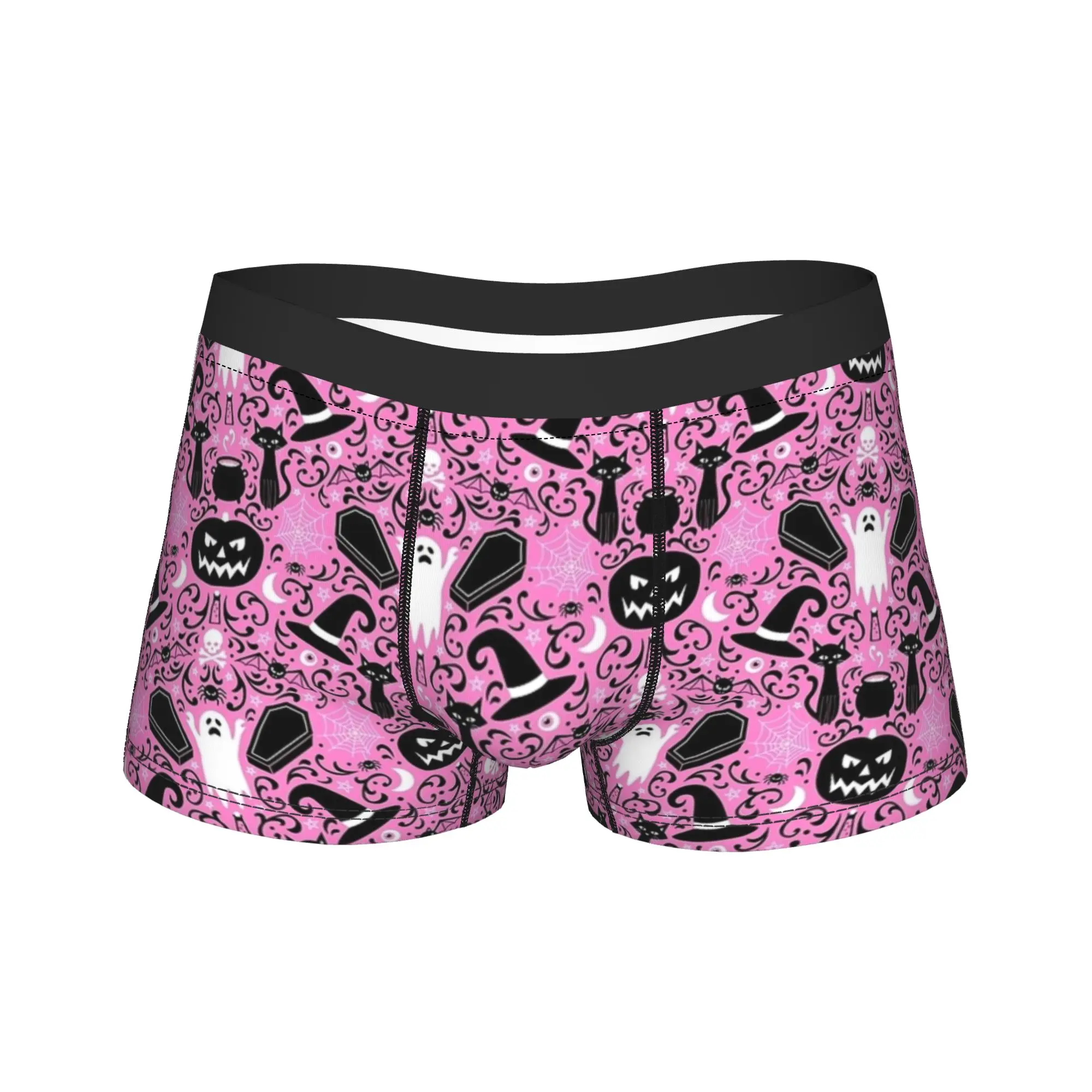 Halloween Spooky Design  Man Underwear Ghosts And Pumpkins Boxer Briefs Shorts Panties Soft Underpants for Homme Plus Size