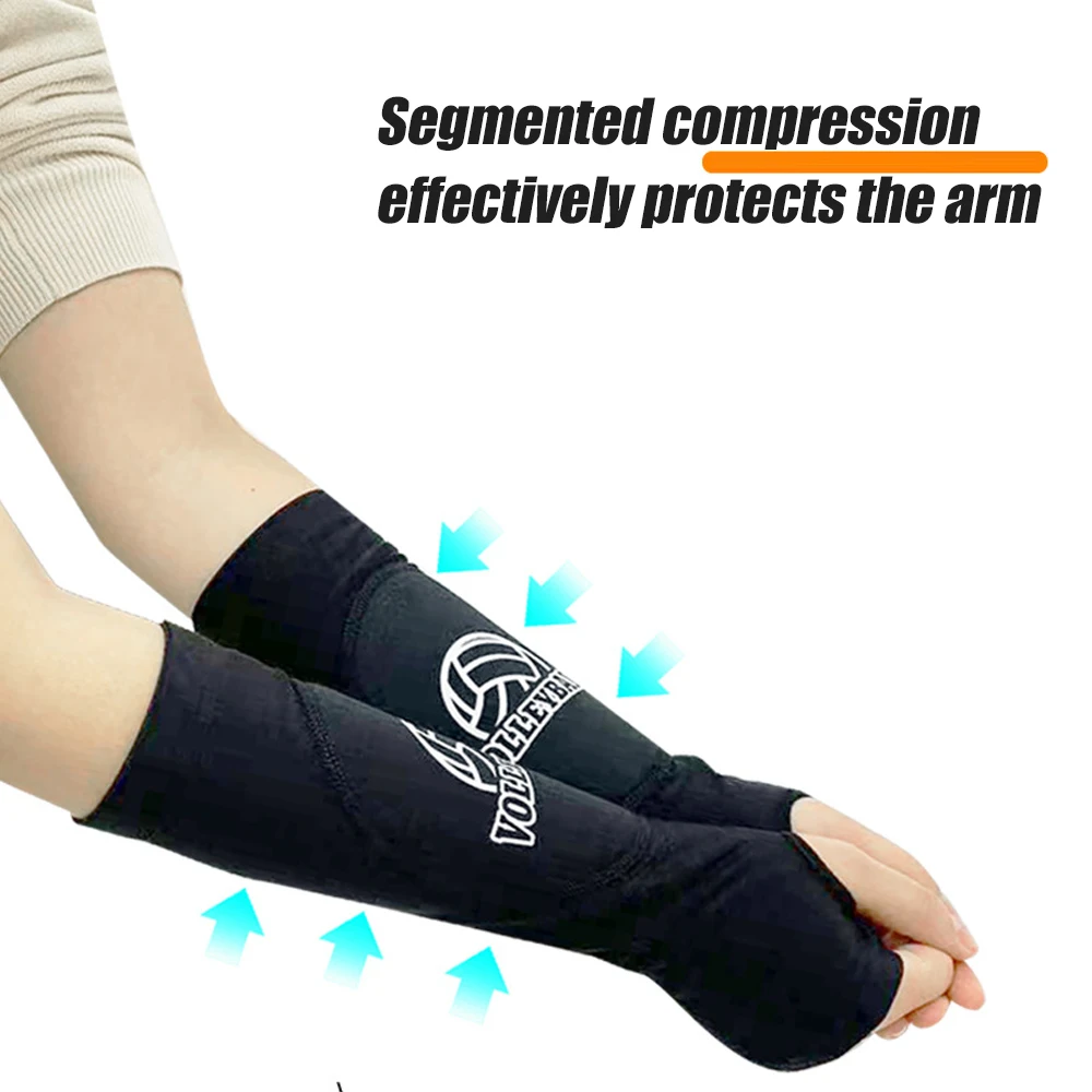 1Pair Kids/Adults Volleyball Arm Sleeves Passing Hitting Forearm Sleeves with Protection Pads & Thumb Hole Volleyball Sleeves