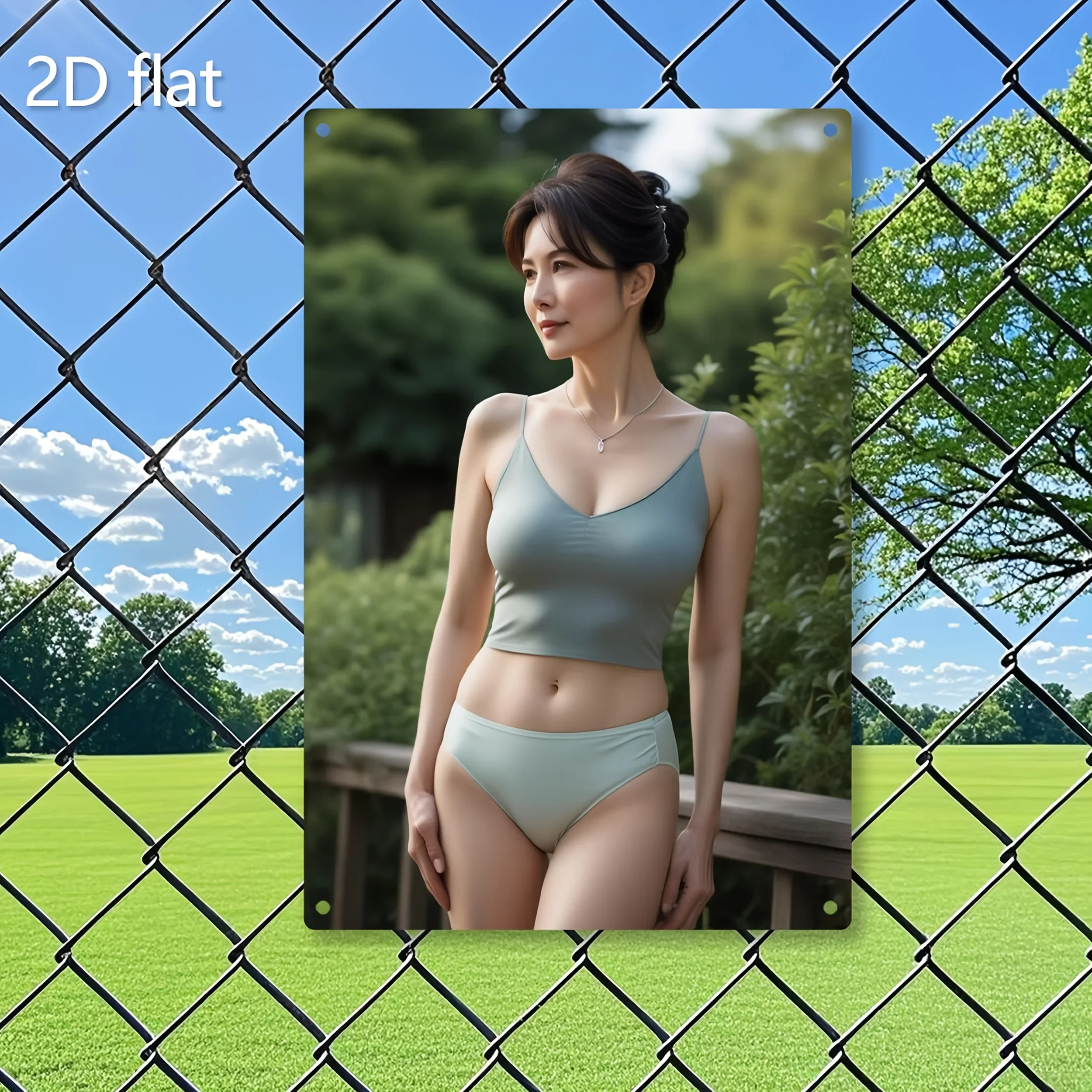 Metal Wall Art Green Nature Woman 2D Panel, Modern Elegant Feminine Figure Wall Decor for Home Garden Office Spa Gift, Pre-Dr