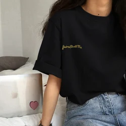 Short sleeve T-shirt women's summer embroidery loose simple full match fashion cause and effect chic girls ins BF T-shirt