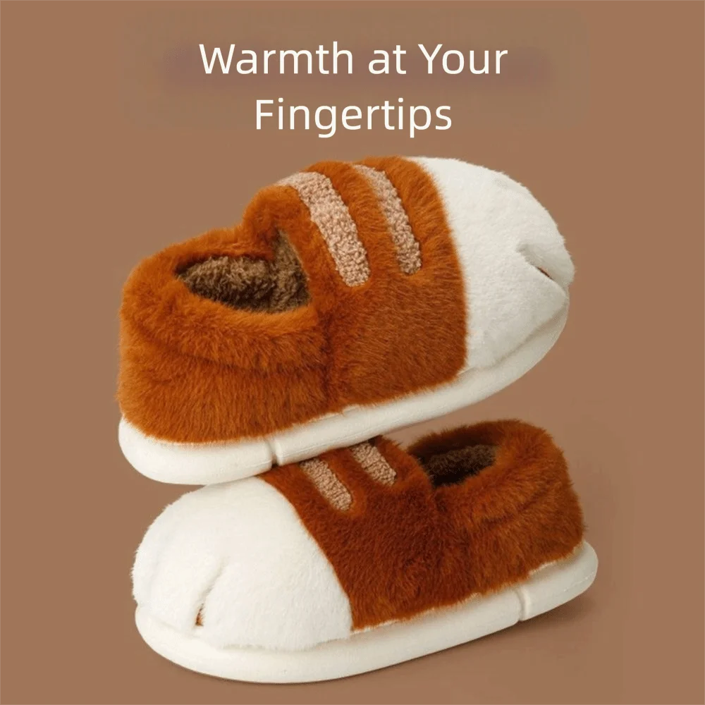

Closed Heel Cat Paw Slippers Flat Bottom Material Animal Claw Slipper Warm Insulation 3D Design Furry Loafer Ladies Wear