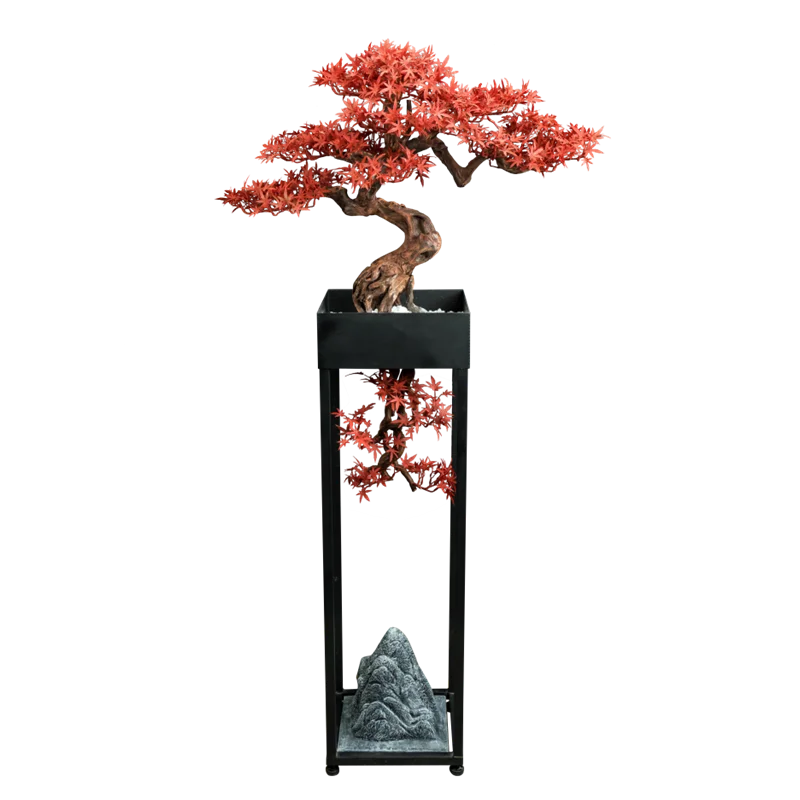 Simulation plant bonsai red maple leaf fake tree new Chinese-style ornament entrance hotel restaurant entrance entrance flower