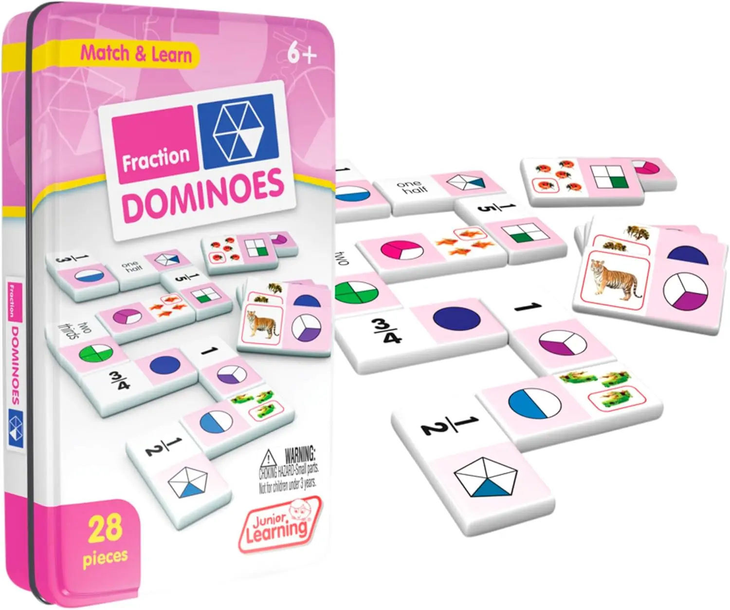 

Educational Fraction Dominoes Game for Math Learning, Size 7.8x4.7x1.5 Inches