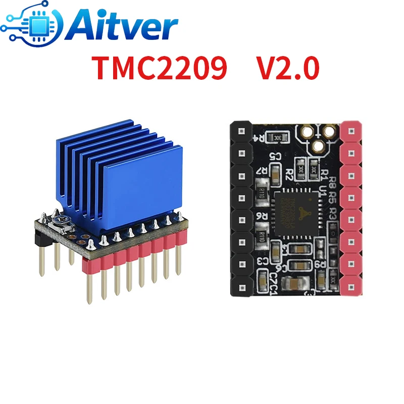 Moduł TMC2209 i moduł TMC2209 V2.0 z radiatorem, sterownik silnika krokowego 2A do drukarki 3D, cichy, 256 podziałów — zdjęcie produktu 3