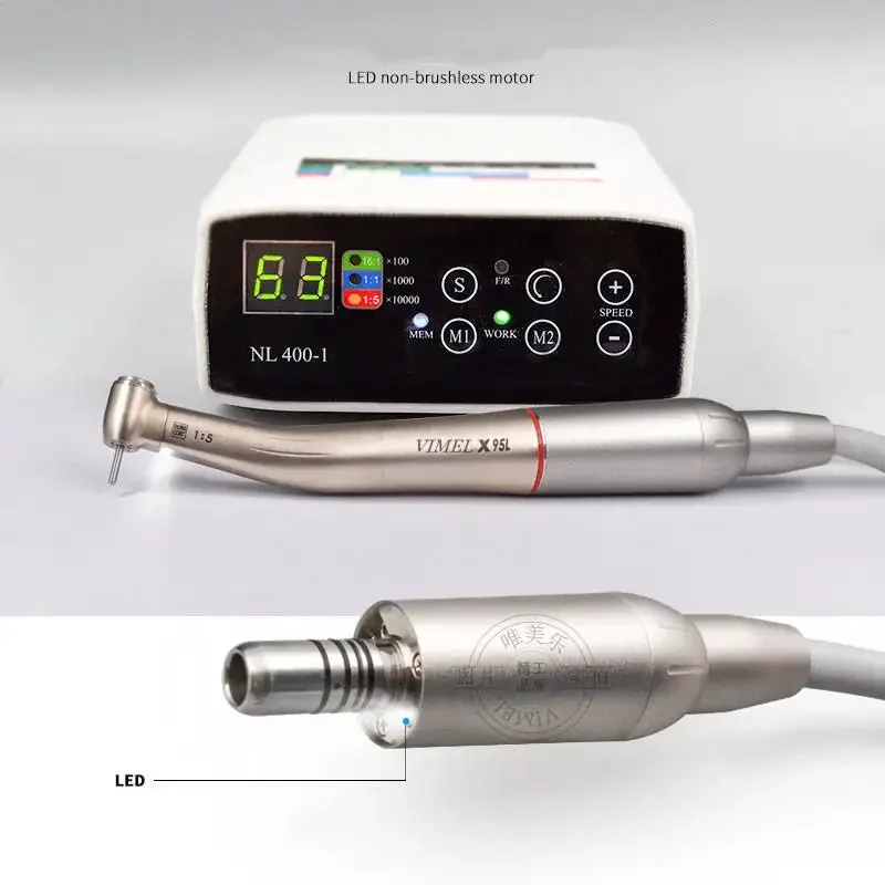 LED Brushless den tal Electric Motor with 1:5  Fiber Contra Angle Handpiece Portable den tal Electric Motor for cli nic