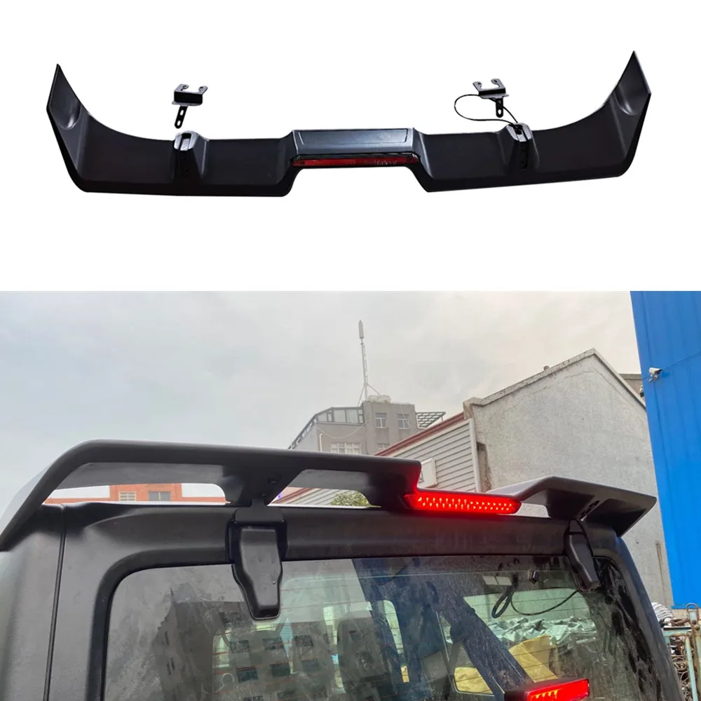 Black ABS Tailplane Car Wing Spoiler With Brake Lamp For Jeep Wrangler JL 2018+ JL1195