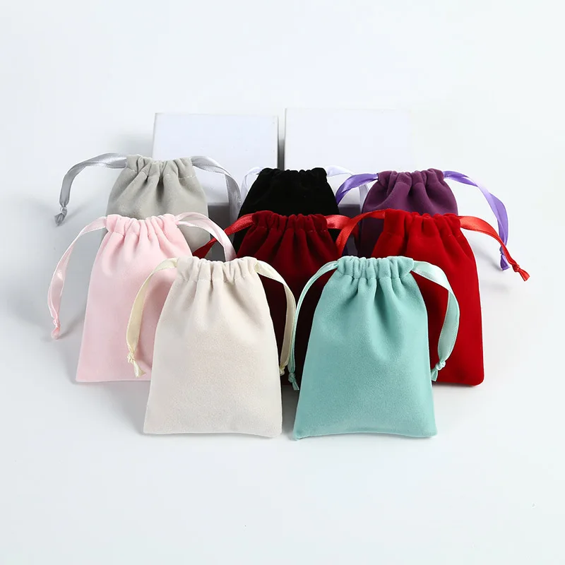 

10Pcs/Lot 5x7cm 7x9cm 8x10cm Coloful Velvet Bags Packaging Display Drawstring Packing Gift Bags & Pouches Can Be Customizd