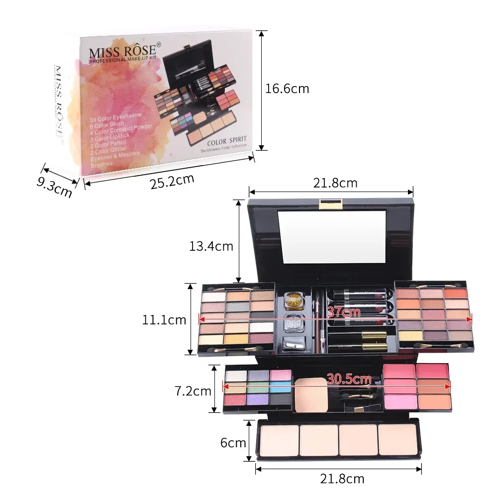 MISS ROSE Makeup Set Box Professional Full Kit 39 Color Eyeshadow Palette Powder Lipstick Brush Foundation Cosmetic Gifts Women