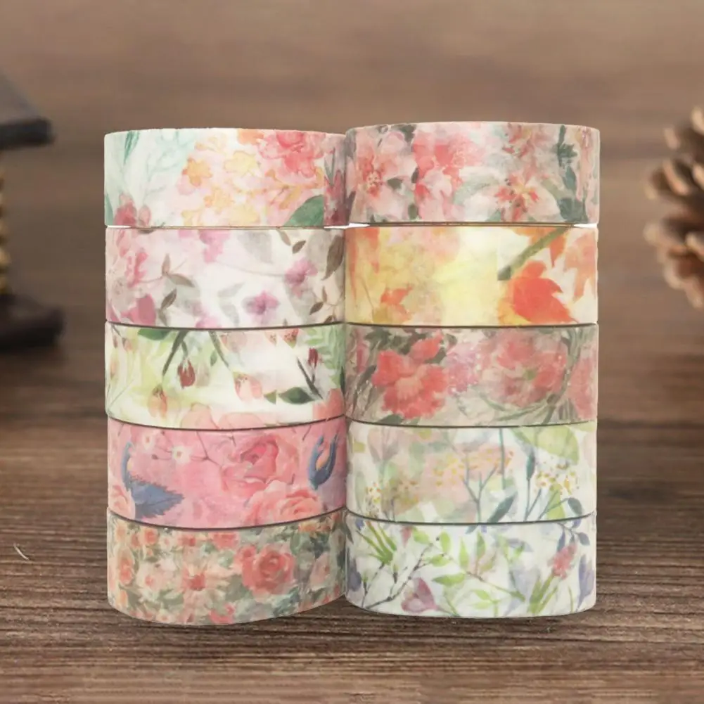 Cinta Washi con estampado Floral para álbum de recortes, 20 rollos, Bloc de recortes de primavera, diarios, planificadores, Diy