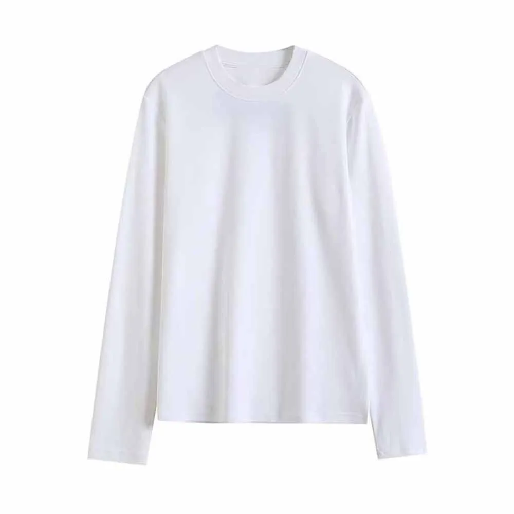 Women's new fashion loose basic style casual versatile O-Neck T-shirt top retro long sleeved women's pullover chic top Skazi