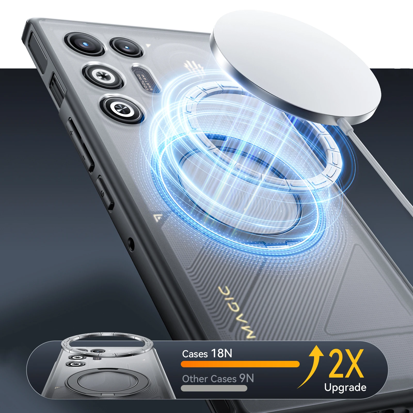 360 °   Obrotowe Magnetyczne Metalowe Etui na Telefon z Podstawką do ZTE Nubia RedMagic 11 Pro Plus, Przezroczyste, Matowe, Odporne na Wstrząsy, Fundas — zdjęcie produktu 5