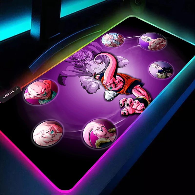 

RGB Mouse Pad DBZ Dragon Ball Majin Buu Gamers Large Computer Extended PC LED Mousepad Desk Mat Keyboard Rubber Backlight Carpet