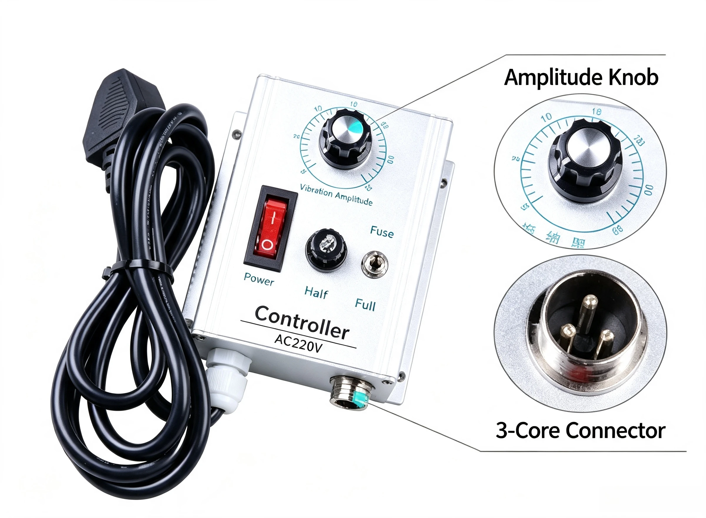 DYC-220A Vibratory Bowl Feeder Controller 220V Adjustable Voltage Vibration Plate Speed Regulator For Linear Feeder