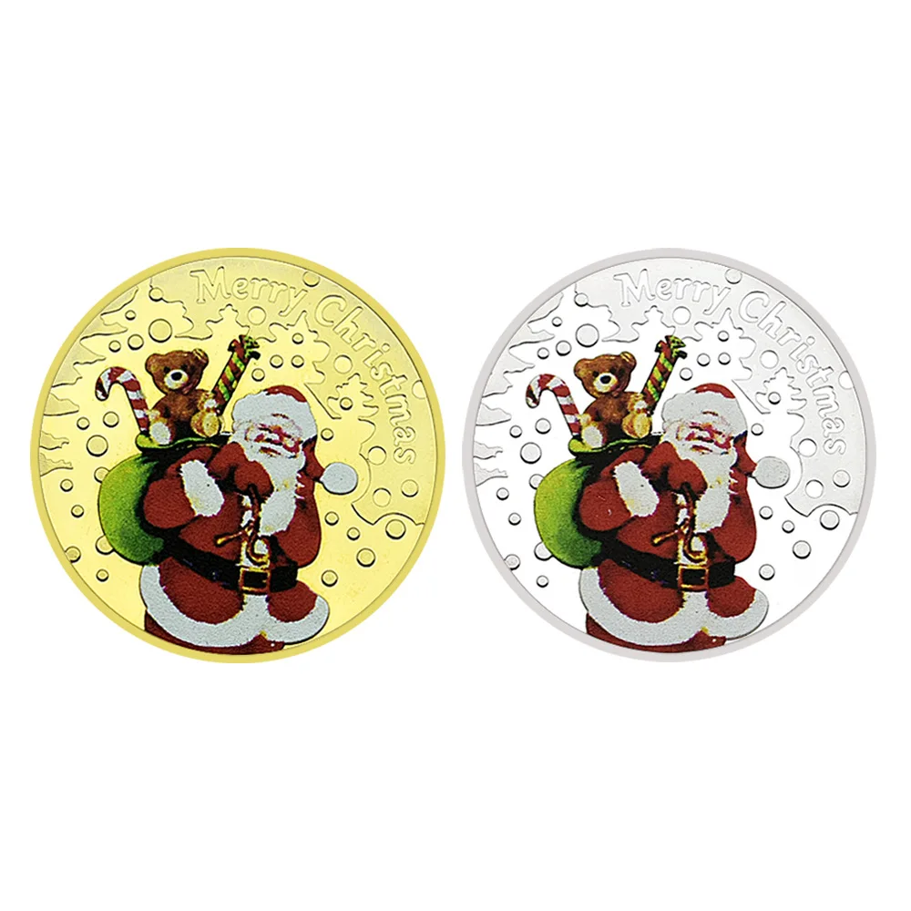 

10pcs Santa Claus Reindeer commemorative coin Christmas metal craft coin New Year gift Metal medal collection gift