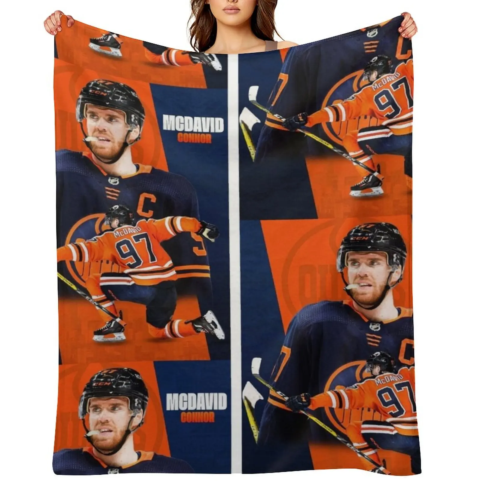 

Connor McDavid Throw Blanket Furry Softest Blankets For Bed Retros Blankets