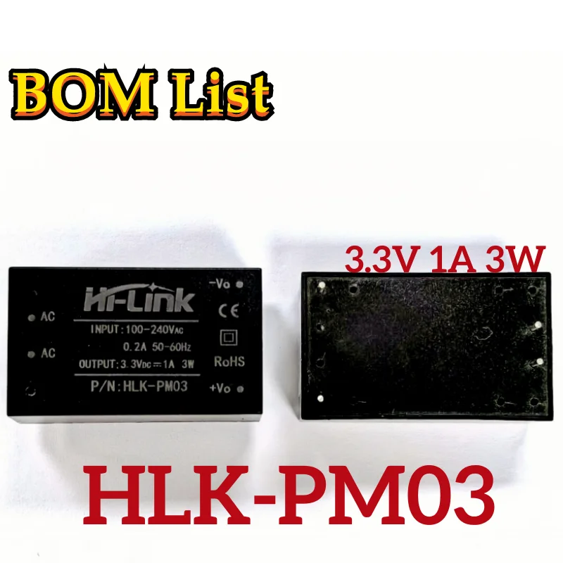 HLK-PM03 AC-DC 220V to 3.3V 1A 3W Step Down Buck Isolated Power Supply Module Hi-Link authorized distributor