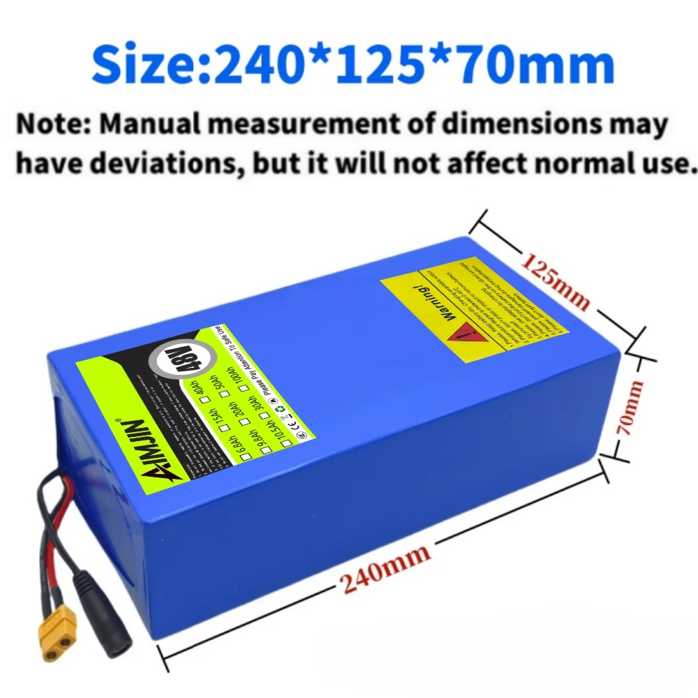 48V Electric Scooter Battery 13S6P 30Ah 18650 Grade-A Cells 2000W Built-in BMS XT60 JST High Capacity Long Range Safe & Durable