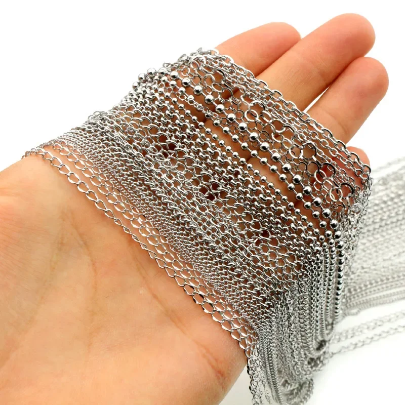5 Meters/Lot Never Fade Stainless Steel Multi Styles Necklace Chains For DIY Jewelry Making Findings Accessories Handmade image 3