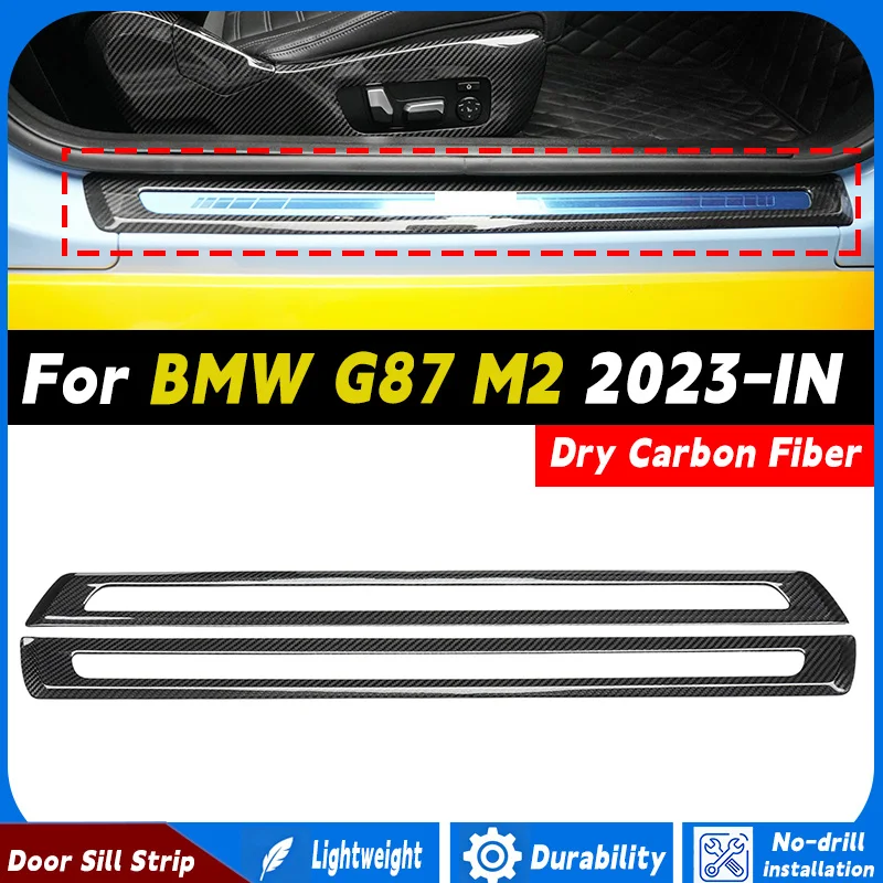 

Real Dry Carbon Fiber Car Door Sill Scuff Plate Guards Protection Cover Trim Accessories for BMW G87 M2 2023 2024 2025 2026-IN