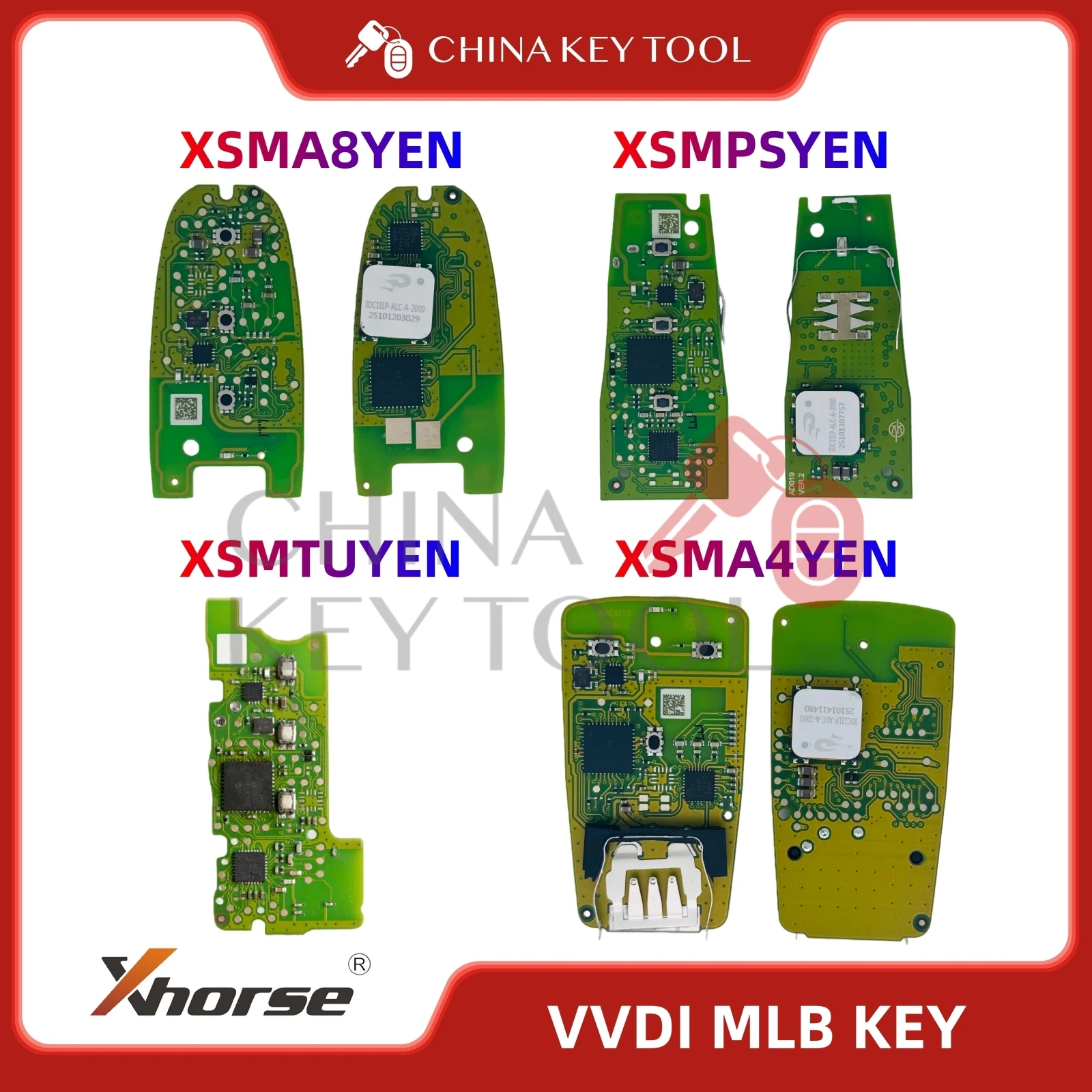 

2026 New Xhorse XSMA4YEN XSMA8YEN XSMPSYEN MLB Remote Key OEM Chip Solution PCB with Key Shell Compatible with AUD POR Type